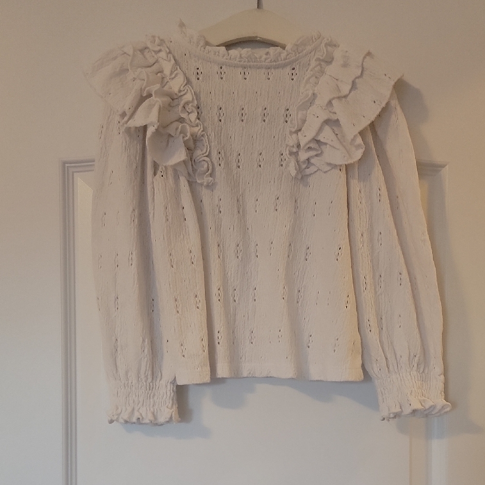 Zara Cream Ruffle Detail Blouse